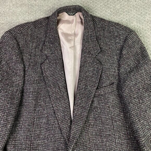 Vintage Harris Tweed Blazer Sport Coat Men's 44R Burgundy and Gray Wool - Picture 3 of 12